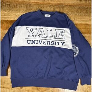 Yale University Sweatshirt Womens Small Blue‎ White Crewneck Logo Pullover